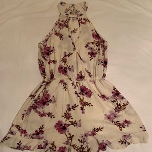 Cream, high neck, cherry blossom romper